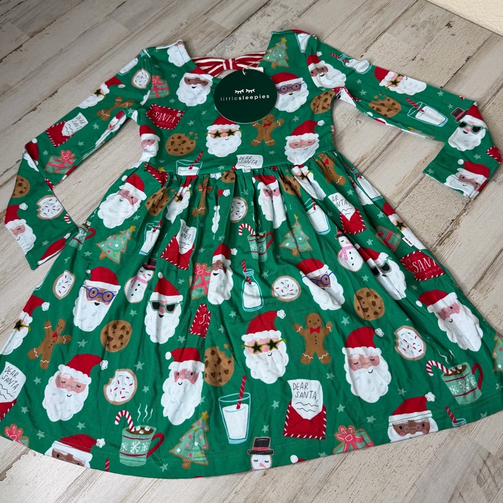 Little Sleepies Green and Red Holiday Dress